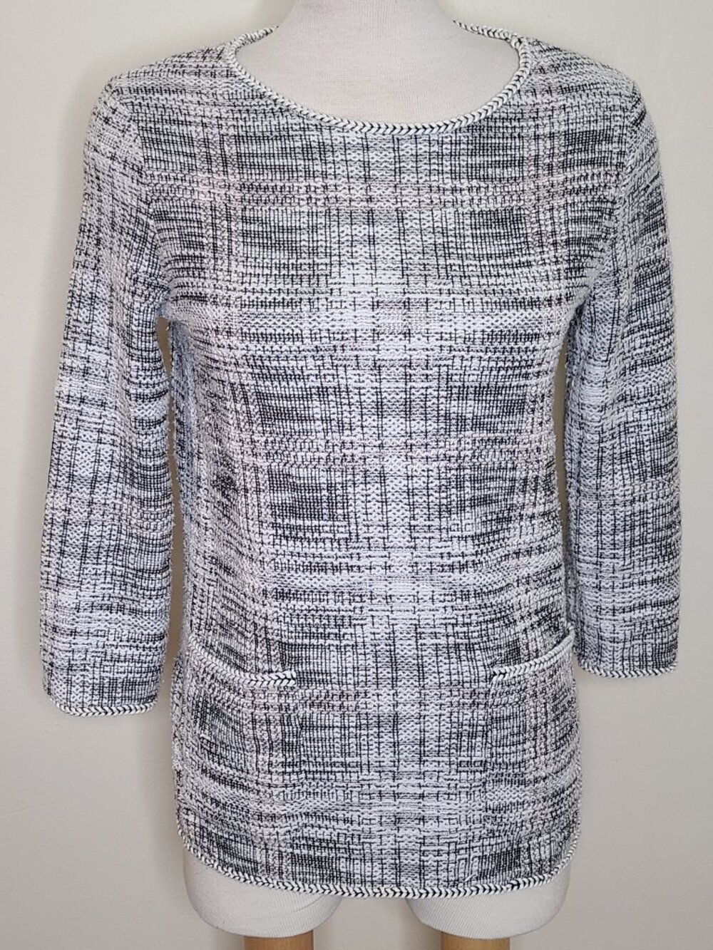 Max Studio Marled Knit  3/4 Sleeve Tunic Top  w/Pockets